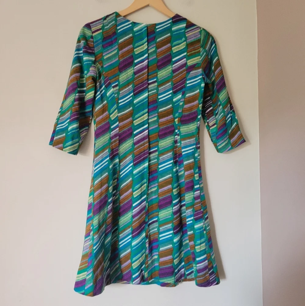 Vintage Teal and Purple Chevron Mini Dress - Picture 2 of 9